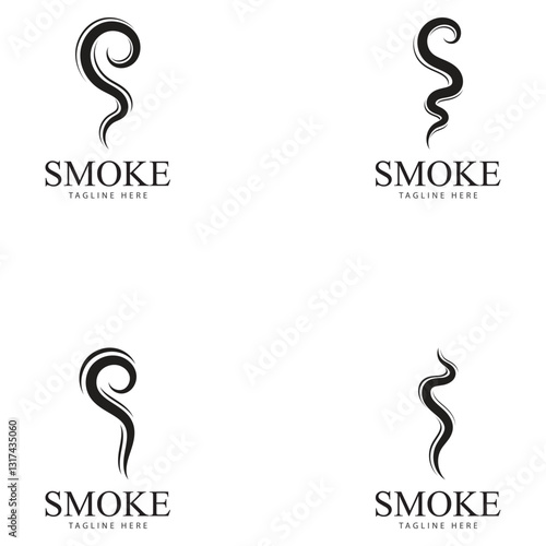 Smoke steam icon logo illustration isolated on white background Aroma vaporize icons. Smells vector line icon  hot aroma  stink or cooking steam symbols  smelling or vapor