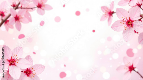 Spring blossom background. Abstract blurred pink background with sacura flower.Spring flowers. Beautiful Orchard. Springtime. Mockup, copyspace