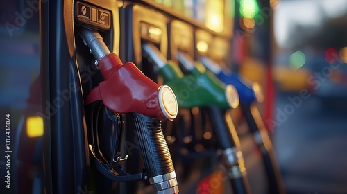gas nozzle at gas station, fuel concept 