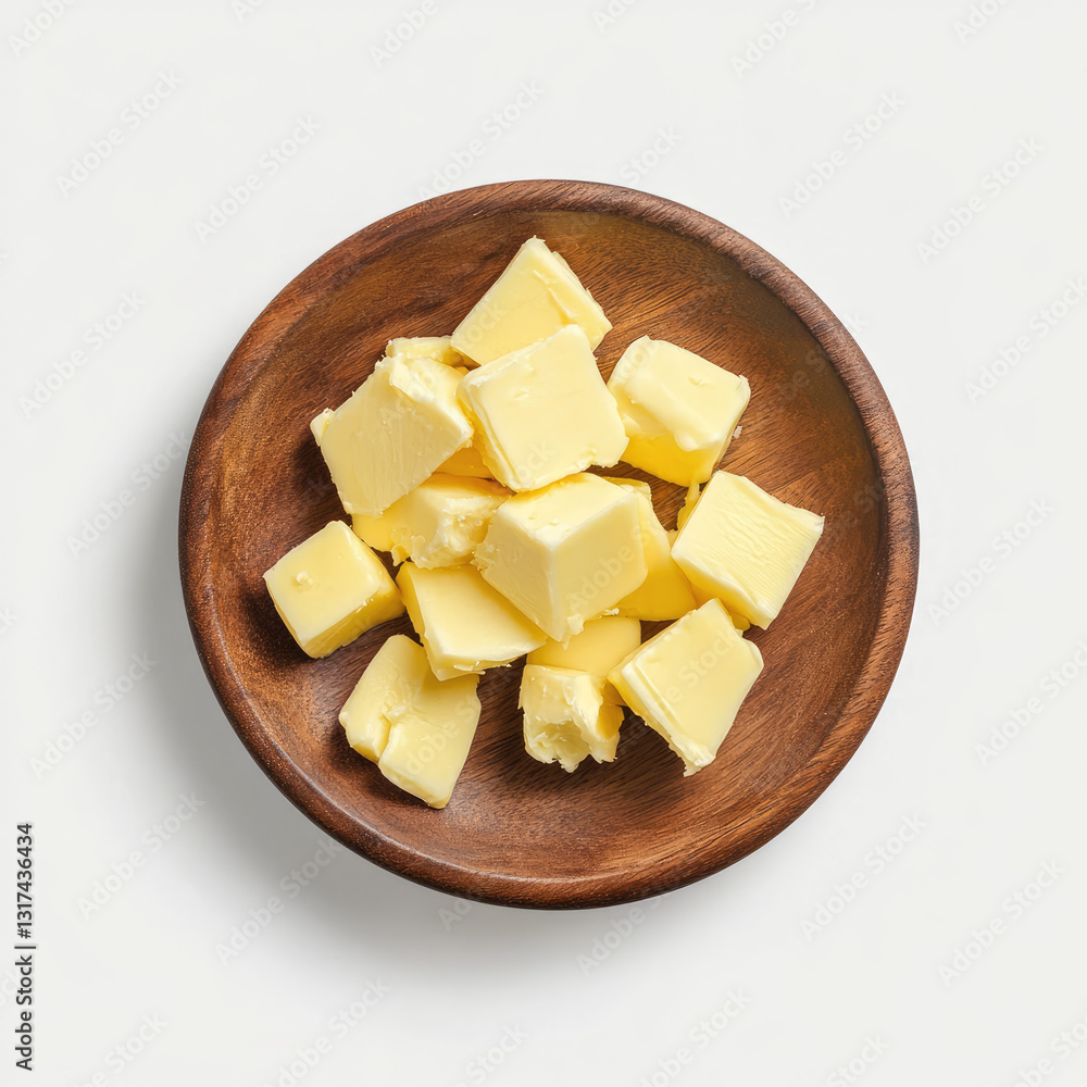 Cubed Butter Cooking Baking Ingredient on white background Cubed Butter Cooking Baking Ingredient on white background