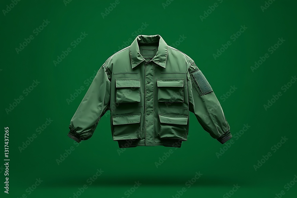 Modern Military-Inspired Jacket in Olive Green Modern Military-Inspired Jacket in Olive Green