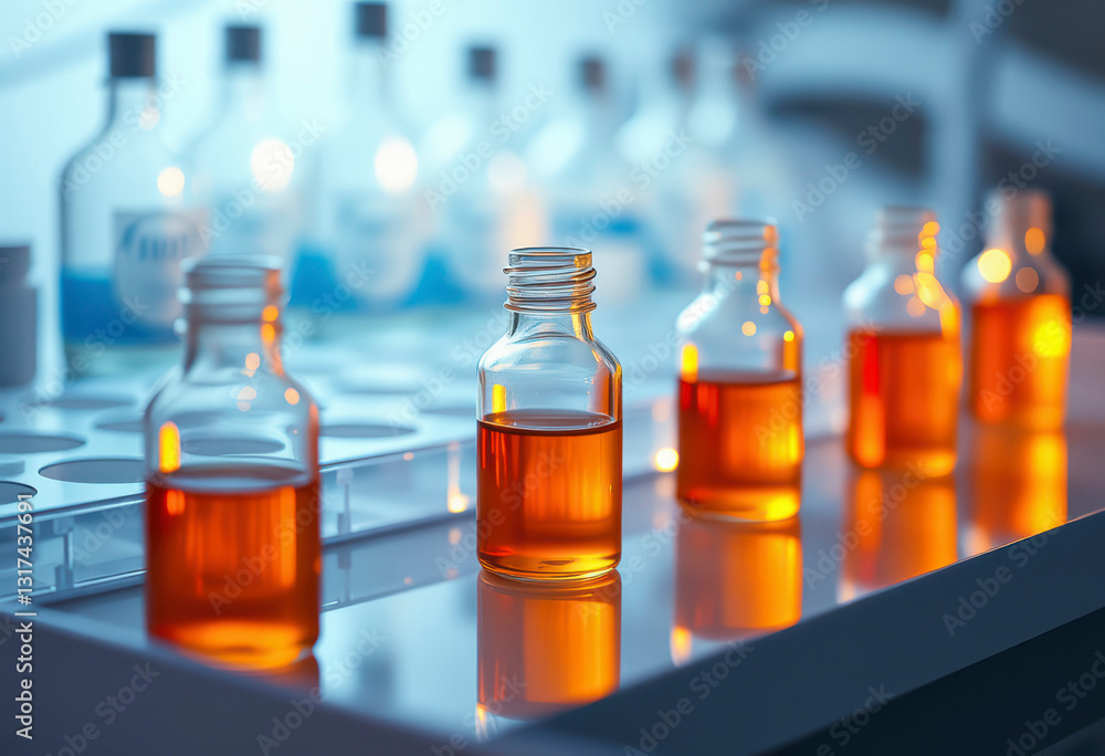 Serum samples are arranged in petri dishes on a light background, illuminated by warm lighting for laboratory analysis and study. Serum samples are arranged in petri dishes on a light background, illuminated by warm lighting for laboratory analysis and study.