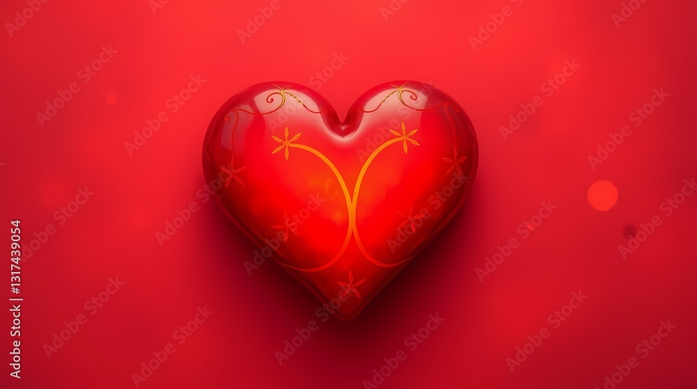 Glowing Heart: A vibrant, glowing heart shape with intricate details stands out against a red backdrop, symbolizing love, passion, and affection, creating a feeling of warmth and tenderness. Glowing Heart: A vibrant, glowing heart shape with intricate details stands out against a red backdrop, symbolizing love, passion, and affection, creating a feeling of warmth and tenderness.