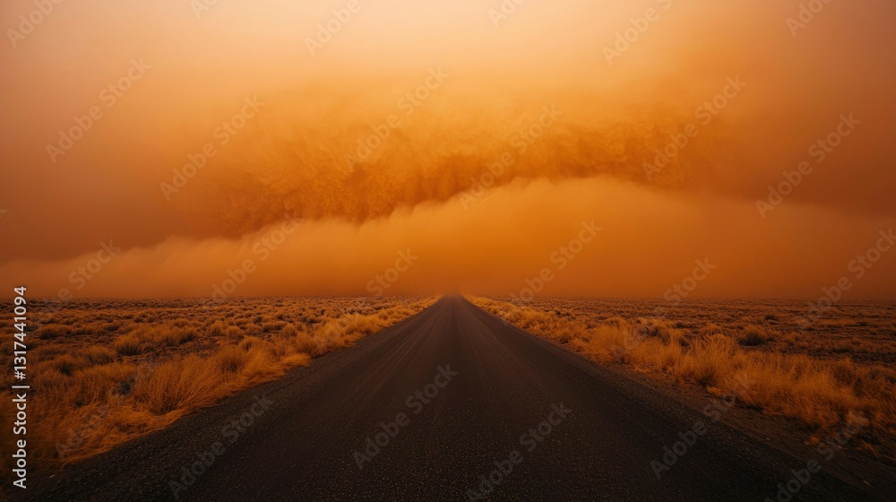 Fototapeta premium Desert Road Dust Storm (2)