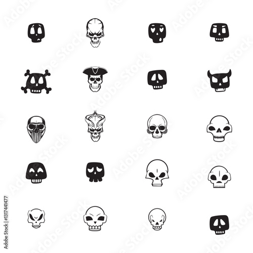 A versatile and editable skull icon in vector EPS format, perfect for gothic, pirate, horror, or tattoo-themed projects. This scalable design is ideal for logos, app icons, web design, and print media
