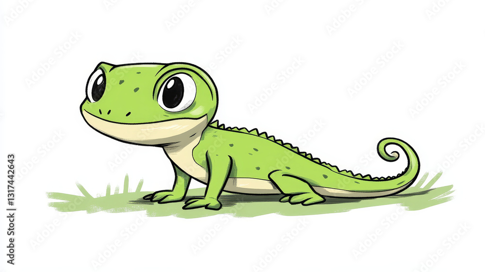 Fototapeta premium Reptyle vector lizard reptile isolated illustration wild cartoon nature dragon lizard gecko, chameleon rerptile design flat drawing body monster character collection