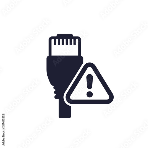 ethernet cable icon with warning sign