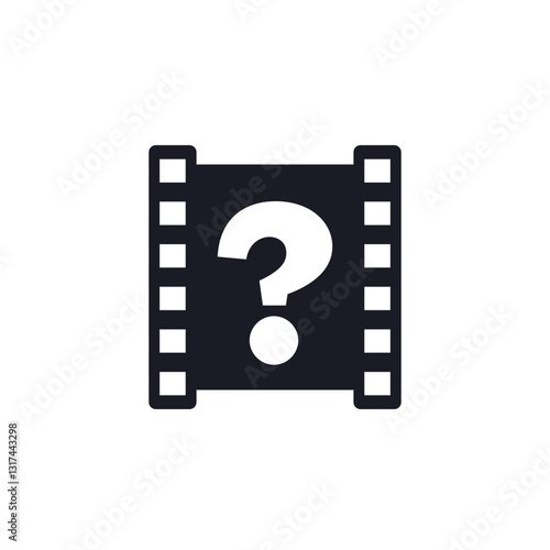 explainer video icon with question, pictogram on white