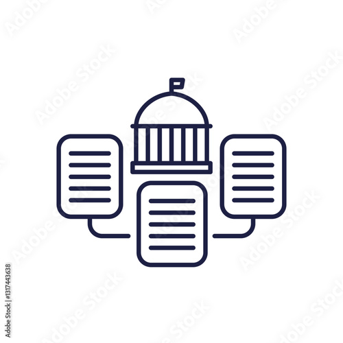 government documents line icon isolated on white