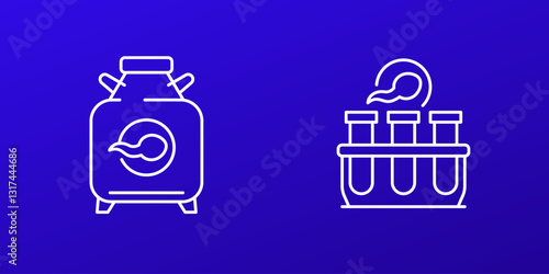 sperm bank, cryobank icons, line design