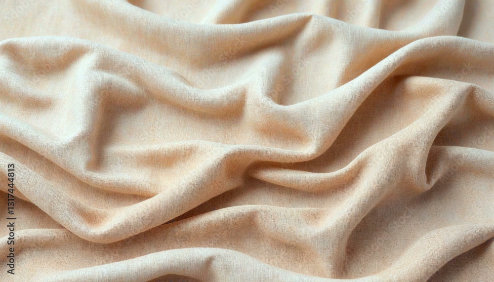 Close-Up Beige Fabric with Gentle Folds Close-Up Beige Fabric with Gentle Folds