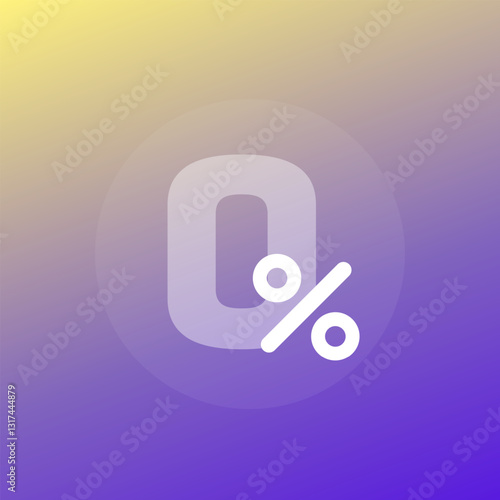 zero percent icon, transparent design