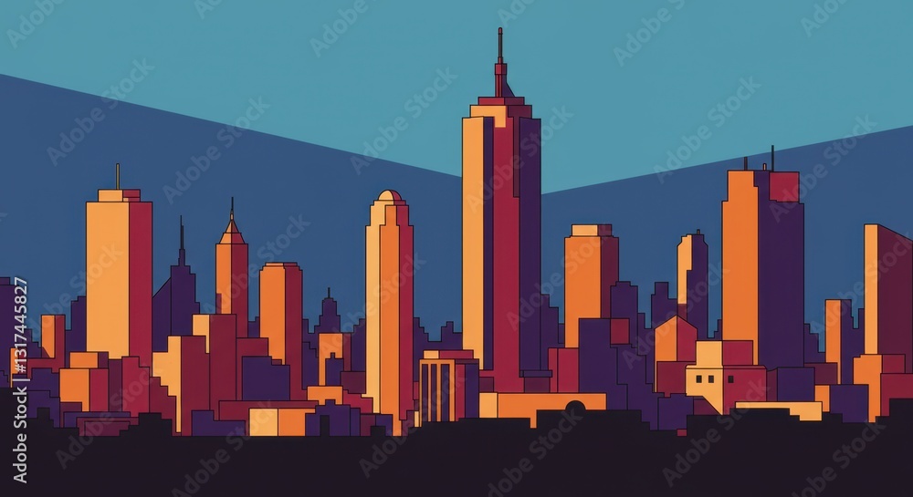 Obraz premium Cubist Cityscape Vector Art