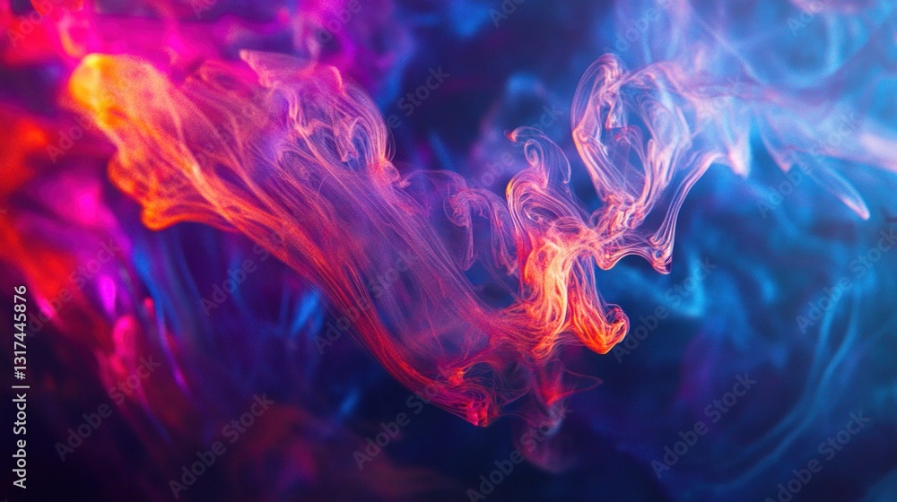 Obraz premium Iridescent abstract ink flowing in zero gravity, a captivating vibrant and artistic motion