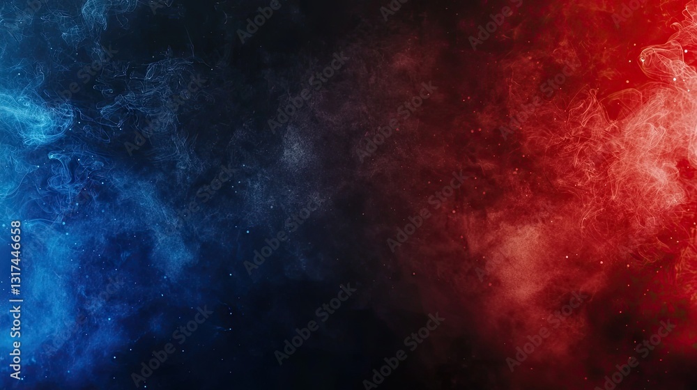 Obraz premium Red and blue smoke swirls, dark background, abstract art, ideal for design