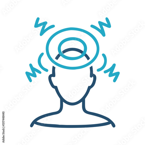 Person with dizziness and spinning circles