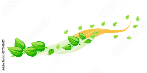 Leaf stream blowing in the wind