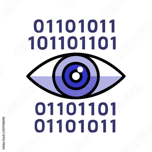 Digital eye with binary code and technology theme
