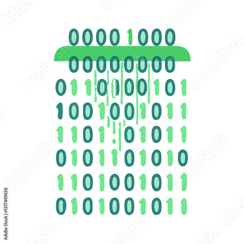 Falling green binary code in matrix style