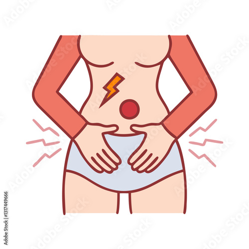 Stomach pain with red inflammation points