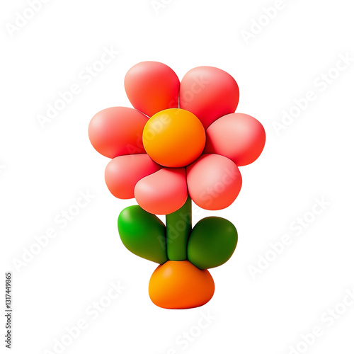 A red flower in 3D