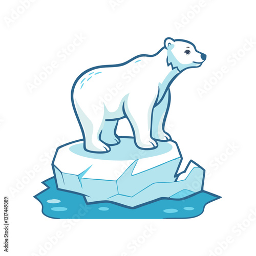 Polar bear standing on melting ice