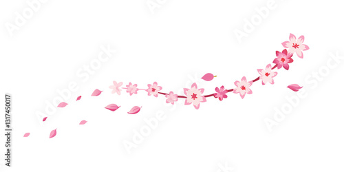 Falling cherry blossom petals in motion