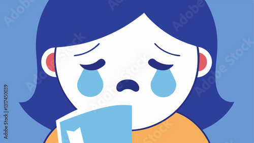 Tears and Tissue A closeup of the victims face capturing a tear rolling down their cheek as they read with a tissue box visible nearby.