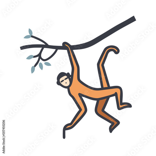 Orangutan hanging from tree branch