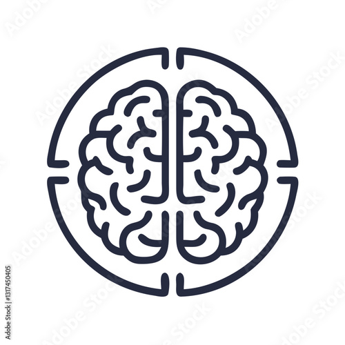 Minimalist brain icon in a circular outline