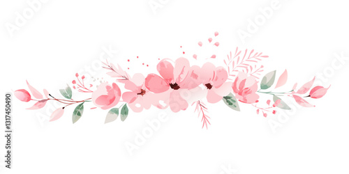 Floral watercolor illustration with soft pink flowers