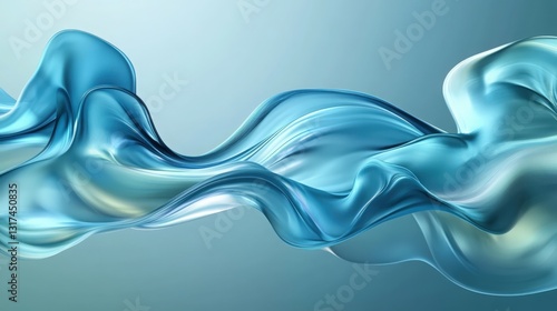 Serene Abstract Background with Flowing Teal Waves, Symbolizing Tranquility and Serenity. Ideal for Website Headers, App Designs, and Digital Art Projects.