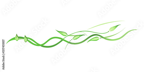 Twisted vine divider with vibrant green leaves