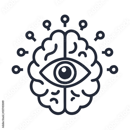 Brain with an eye symbolizing vision and perception