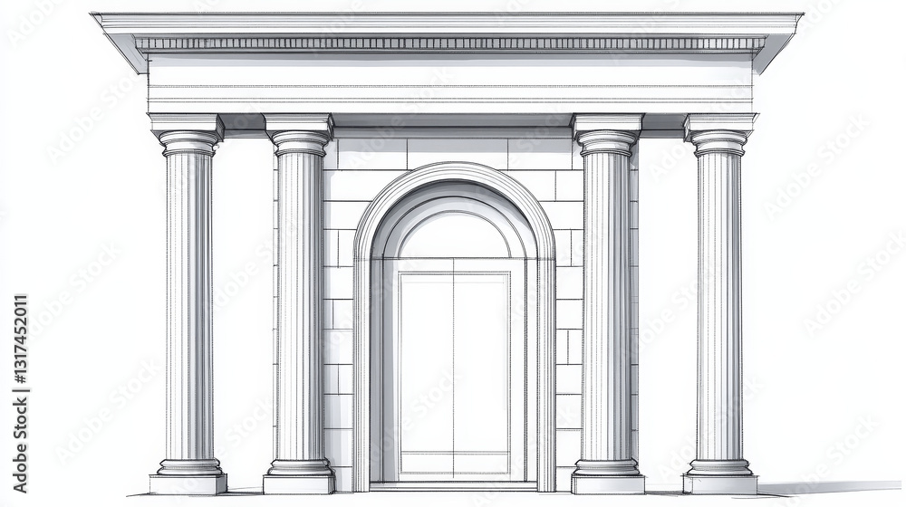 Obraz premium Arch design architecture construction frame classic, column structure gate door facade construction vector illustration.