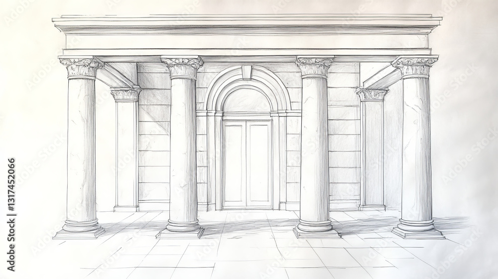 Obraz premium Arch design architecture construction frame classic, column structure gate door facade construction vector illustration.