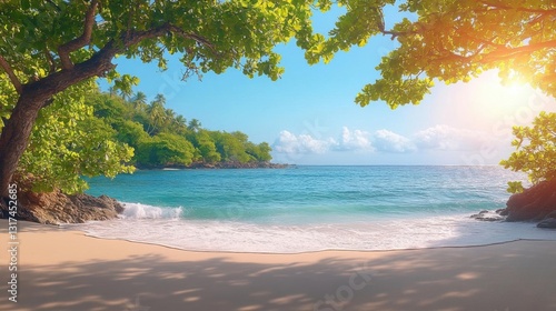Secluded Beach Cove, Sunny Day