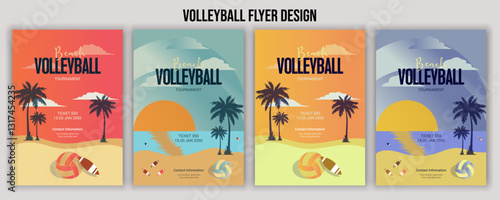 Volleyball championship flyer layout, volleyball tournament flyer template vector Sport trading card template. Isolated 3d vector cards featuring athlete or team names and place for images, allow fans