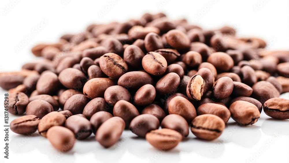 Delicious Coffee Beans Isolated on a White Background for Beverage Photography Delicious Coffee Beans Isolated on a White Background for Beverage Photography