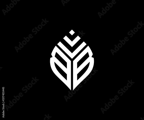 BB letter leaf fresh clean logo design