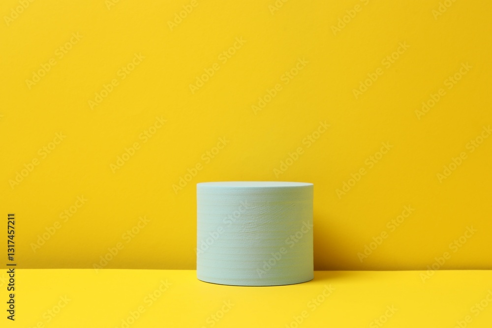 Blue podium on a yellow background Blue podium on a yellow background