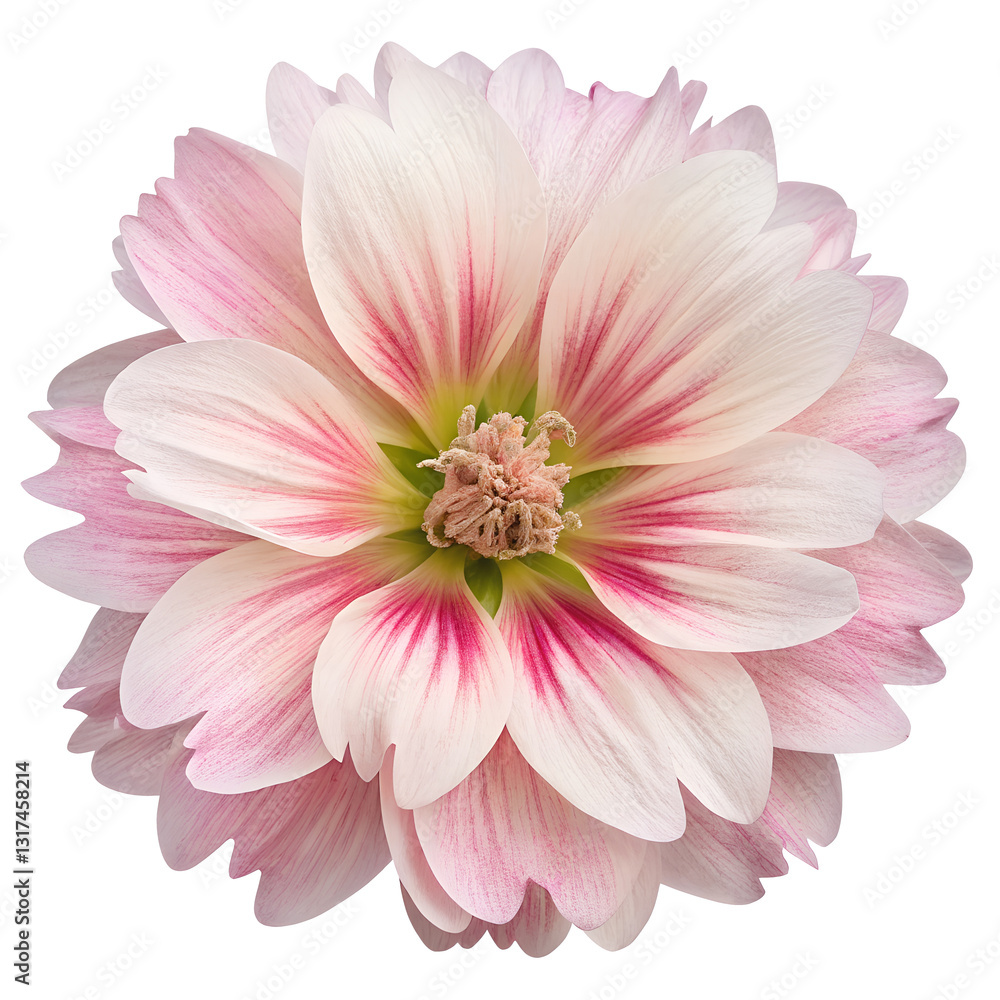 Fototapeta premium Top view of Hollyhock, isolated on a transparent background
