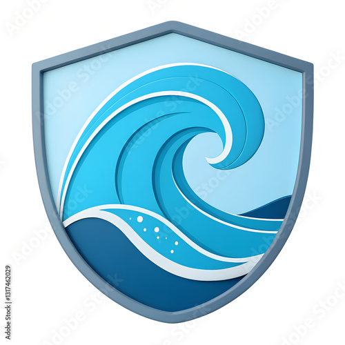 Wallpaper Mural 3D icon, front view of a Minimalistic Ocean Conservation Icon Torontodigital.ca