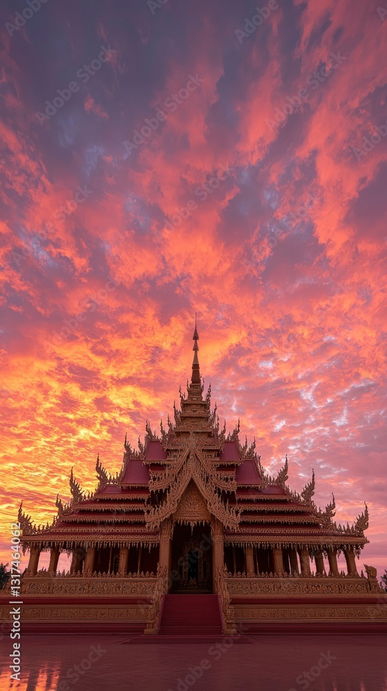 Fototapeta premium Sunrise over Thai Temple