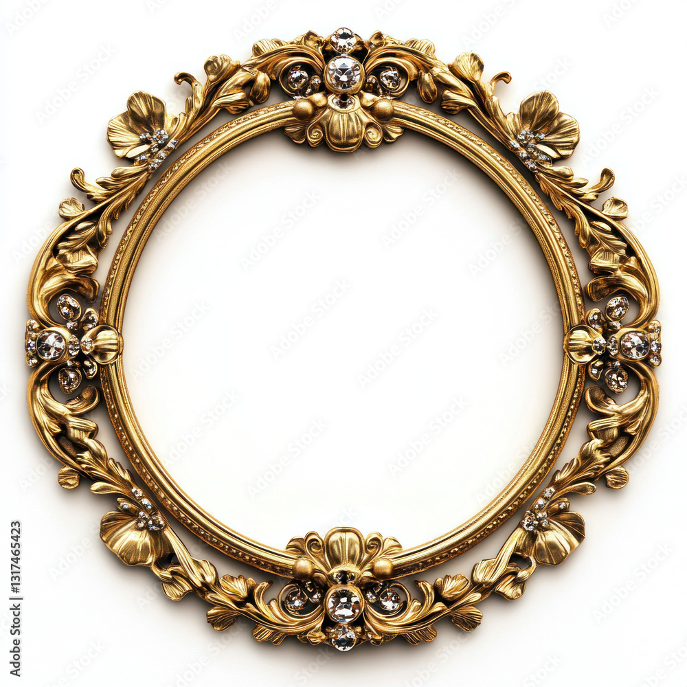 Ornate gold circular frame with jewels. (1) Ornate gold circular frame with jewels. (1)