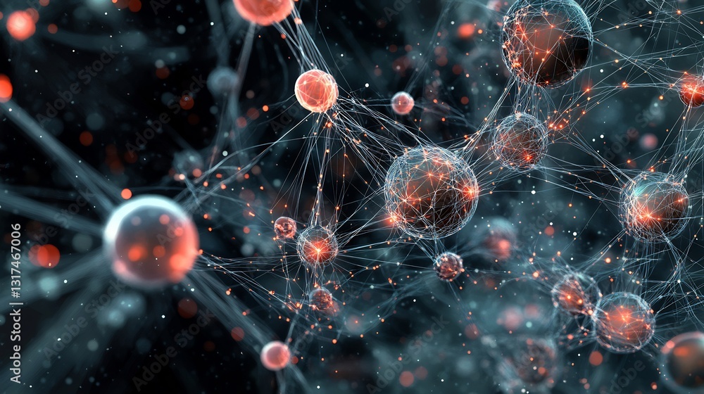 Highresolution rendering of lead generation highlighting abstract nodes flowing connections potential customer identification Highresolution rendering of lead generation highlighting abstract nodes flowing connections potential customer identification