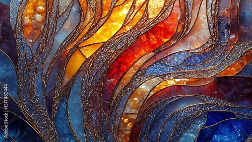 Ethereal Stained Glass Mosaic Pattern