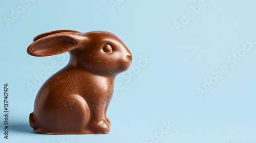 Chocolate Bunny on Blue Background