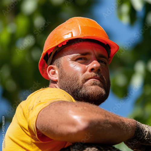Construction Worker Resting in Sunlight