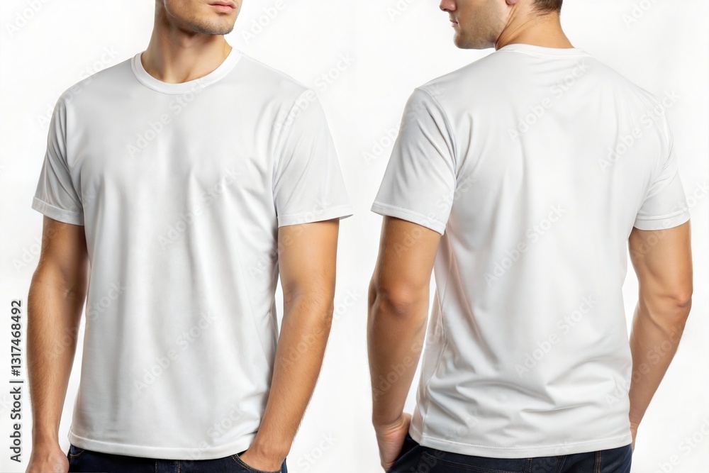 Blank White T-Shirt for Men, Ready for Customization Blank White T-Shirt for Men, Ready for Customization
